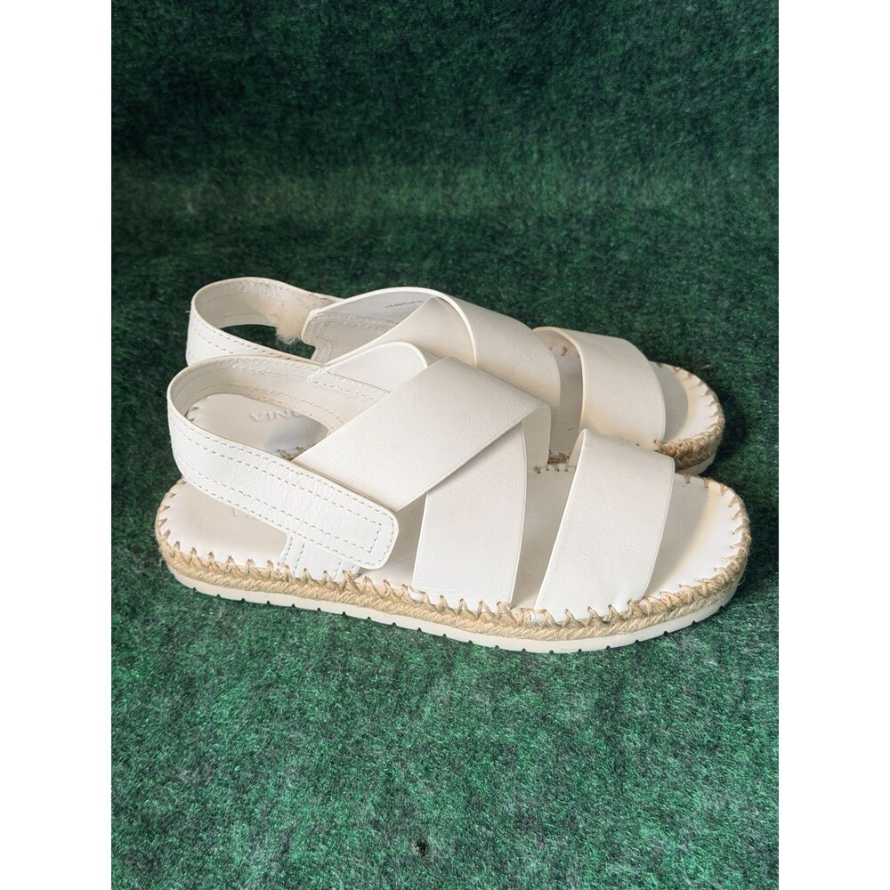 Vince Tenison Off-White Leather Espadrille Sandals Women's Size 8 M - Flawless!